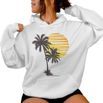 Cool Summer Vacation Sunset Beach Palm Tree Women Hoodie | Mazezy DE