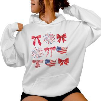 Coquette Bow 4Th Of July Usa American Patriotic Girl Women Hoodie - Monsterry AU