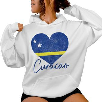 Curacao Flag Heart Caribbean Pride Women Women Hoodie - Monsterry AU