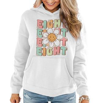 Cute Groovy 8Th Birthday Party Daisy Flower Eight Year Old Women Hoodie - Monsterry DE