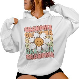 Cute Groovy Grandma 70S Family Birthday Party Daisy Flower Women Hoodie - Seseable