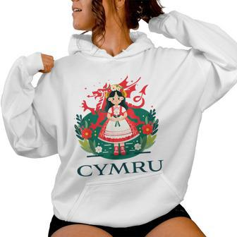Cymru Wales Red Welsh Dragon Girls Women Hoodie - Thegiftio UK