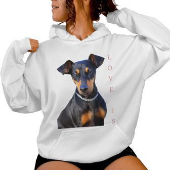 Damen Miniatur Pinscher Hund Mama Papa Liebe Welpe Haustier Mit-Ausschnitt Kapuzenpullover für Damen - Geschenkecke