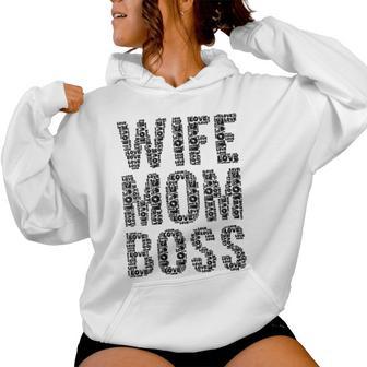 Damen Spüche Damen Wife Mom Boss Muttertag Geschenk Mama Mutter Mit-Ausschnitt Kapuzenpullover für Damen - Geschenkecke