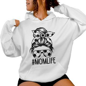Dy Mom Life Soccer Lover Messy Bun Women Hoodie - Monsterry AU