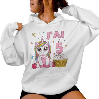 Enfant Licorne Fille Je Suis 5 Ans Anniversaire Sweat à capuche femme - Cadeauxyz