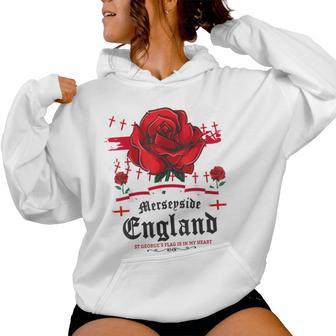 England Flag Merseyside Themed Idea For & Rose Women Hoodie - Thegiftio UK