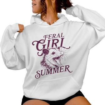 Feral Girl Summer Opossum Vintage Women Hoodie - Monsterry CA