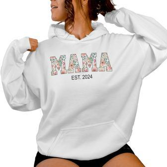 Floral Mama Est 2024 Promoted To Mommy 2024 For Mother's Day Women Hoodie | Mazezy