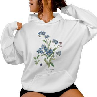 Forget Me Not Flower Boho Wildflower Vintage Botanical Women Hoodie - Thegiftio UK