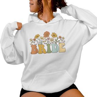 Bride Retro Groovy Bride Bachelorette Party Bridal Women Hoodie - Seseable