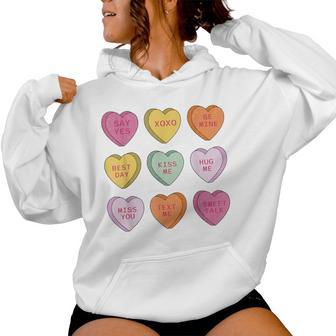 Candy Valentines Day Hearts Retro Trendy Girls Women Hoodie - Thegiftio UK