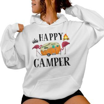 Happy Camper Flamingo Toddler Baby Girl Camping Women Hoodie - Seseable