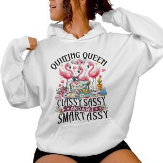 Quilting Queen Cute Flamingo Quilter Sewing Sewer Women Hoodie - Seseable
