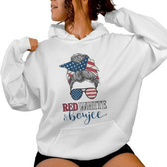 Red White & Boujee 4Th Of July Messy Bun American Flag Women Hoodie - Monsterry CA