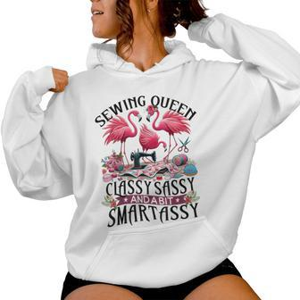 Sewing Queen Cute Flamingo Flowery Sewing Machine Women Hoodie - Seseable