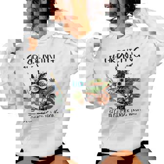 Gardening Because Murder Is Wrong Cat Gardener Lovers Women Hoodie - Thegiftio