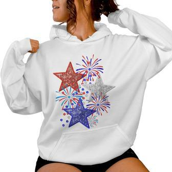 Girl 4Th Of July Red White Blue Star American Firework Women Hoodie - Monsterry CA