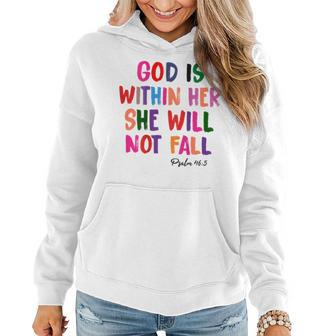 God Is Within Her She Will Not Fall Christian Bible Verse Women Hoodie | Mazezy