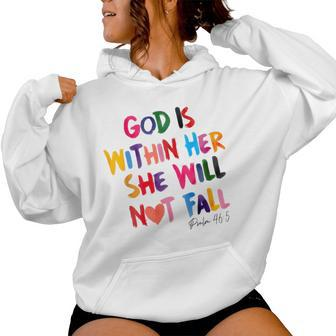 God Is Within Her She Will Not Fall Rainbow Women Hoodie - Monsterry