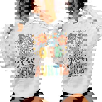 Groovy Auntie Retro Aunt Birthday Matching Family Party Women Hoodie - Seseable