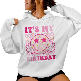Groovy It's My Birthday Ns Girls Pink Smile Face Women Hoodie - Seseable