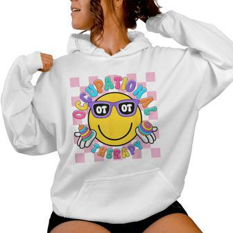 Groovy Occupational Therapy Ot Therapist Ot Month Happy Face Women Hoodie - Monsterry
