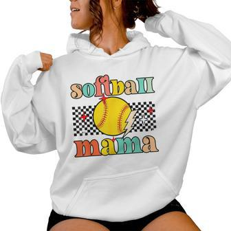 Groovy Retro Softball Mom Mama Sport Lover Women Hoodie | Mazezy