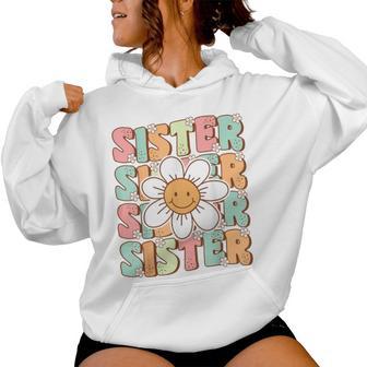 Groovy Sister Matching Family Birthday Party Daisy Flower Women Hoodie - Monsterry