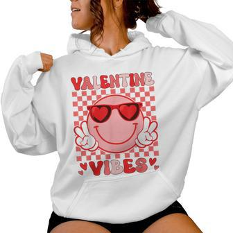 Groovy Valentine Vibes Valentines Day For Girl Womens Women Hoodie | Mazezy