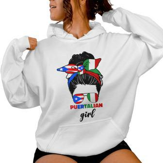 Half Italian And Puerto Rican Rico Italy Flag Girl For Women Women Hoodie - Monsterry