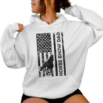 Horse Show Dad American Flag Equestrian Father Women Hoodie - Monsterry