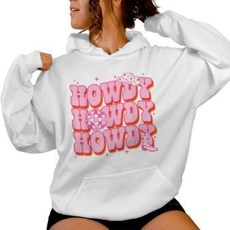 Howdy Southern Western Girl Country Rodeo Pink Cowgirl Disco Women Hoodie - Seseable