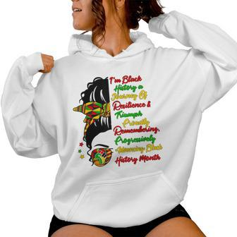 I'm Black History Messy Bun Black Queen Afro Girl Bhm Pride Women Hoodie - Thegiftio UK