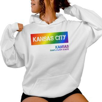 Kansas City Kansas Vintage Lgbtqai Rainbow Women Hoodie - Monsterry