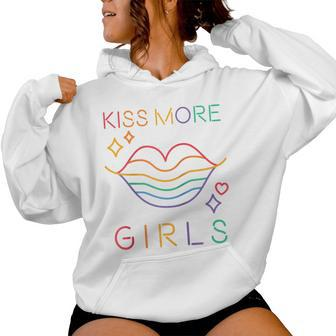 Kiss More Girls Lgbt Cute Lesbian Lips Pride Month Women Hoodie - Monsterry UK