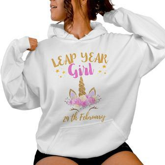 Leap Year Girl Unicorn Leap Day Girl Leap Year Birthday Women Hoodie - Seseable