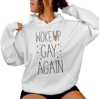 Lgbt Pride Rainbow Woke Up Gay Again Stars Women Hoodie - Monsterry AU