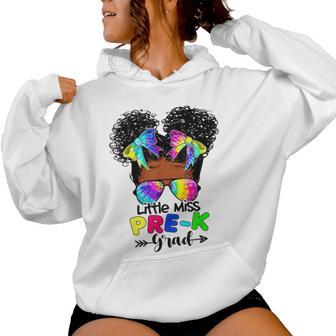 Little Miss Pre-K Grad Graduation Messy Bun Black Girls Women Hoodie - Monsterry