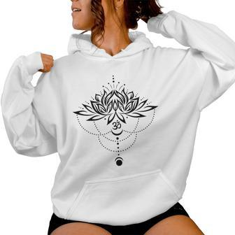 Lotus Flower Om Symbol Moon Yoga Meditation Women Hoodie - Seseable