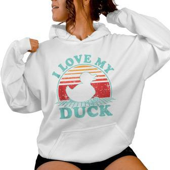 I Love My Duck Vintage 80S Style Women Hoodie - Monsterry