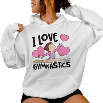 I Love Gymnastics Sports Gymnast Girls Cute Heart Women Hoodie - Seseable