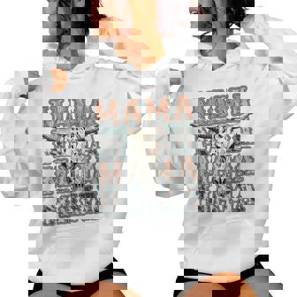 Mama Western Country Cow Skull Cowhide Mom Hippies Mama Women Hoodie | Seseable UK