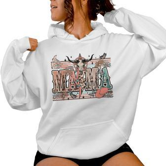 Mama Western Country Cow Skull Cowhide Mom Hippies Mama Women Hoodie | Mazezy