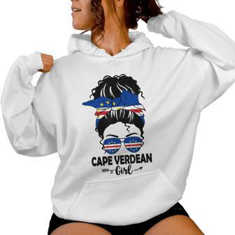 Messy Bun Cape Verdean Girl & Cape Verde Flag Glasses Bhm Women Hoodie - Monsterry DE