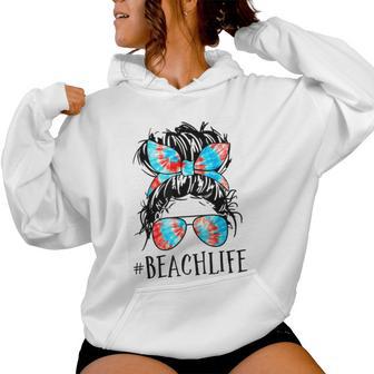 Messy Hair Woman Bun Beach Life For Teacher Lunch Lady Love Women Hoodie - Monsterry AU