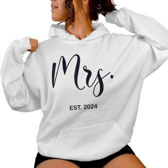 Mrs Est 2024 Just Married Wedding Wife Mr & Mrs Women Women Hoodie - Monsterry DE