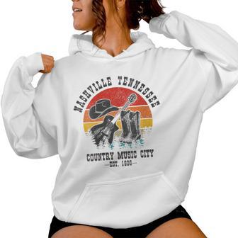 Nashville Tennessee Country Music City Cowboy Cowgirl Guitar Women Hoodie - Thegiftio UK