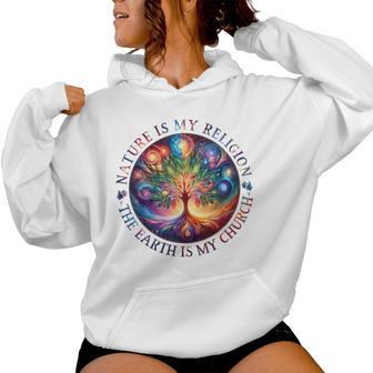 Nature Is My Religion The Earth Is My Church Mandala Tree Women Hoodie - Thegiftio UK