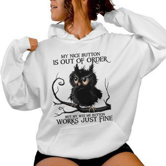 My Nice Button Is Out Of Order Owl Black Women Hoodie - Monsterry DE